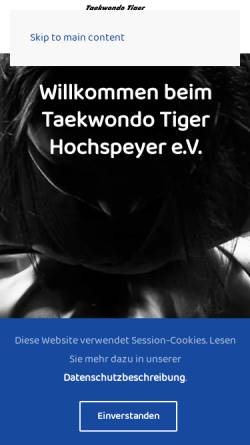 Vorschau der mobilen Webseite www.taekwondotiger.de, Tae Kwon Do Tiger Hochspeyer e.V.