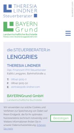 Vorschau der mobilen Webseite www.stb-lindner.com, Steuerberatung Theresia Lindner