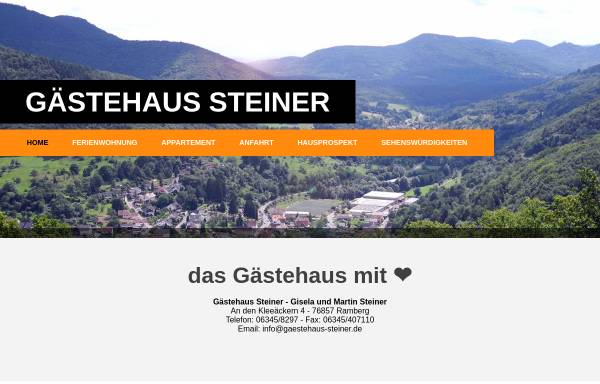 Vorschau von www.gaestehaus-steiner.de, Gästehaus Steiner