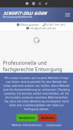 Vorschau der mobilen Webseite www.schrott-zilli.de, Firma Schrott Zilli
