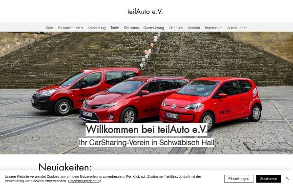 Vorschau von www.teilauto-hall.de, TeilAuto e.V - ohne eigenes Auto mobil