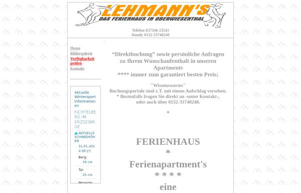 Vorschau von www.oberwiesenthaler.de, Lehmanns Ferienhaus