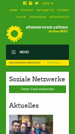 Vorschau der mobilen Webseite gruene-kreis-warendorf.de, Bündnis 90/Die Grünen Warendorf