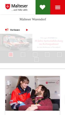 Vorschau der mobilen Webseite www.malteser-warendorf.de, Malteser Hilfsdienst e.V. Stadtverband Warendorf