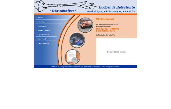 Vorschau von www.rohrreinigung-waf.de, Ludger Hufelschulte, Kanal- und Rohrreinigung