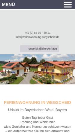 Vorschau der mobilen Webseite www.ferienwohnung-wegscheid.de, Ferienwohnung Tahedl