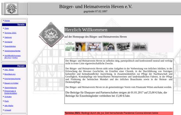 Vorschau von www.heimatverein-heven.de, Bürger- und Heimatverein Heven e.V.