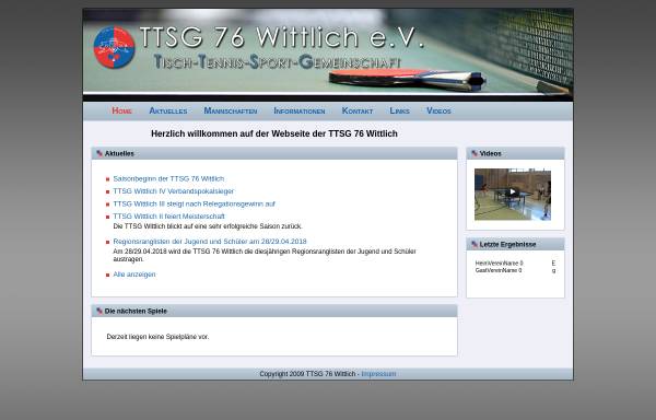 Vorschau von www.ttsg-wittlich.de, TTSG 76 Wittlich e.V.