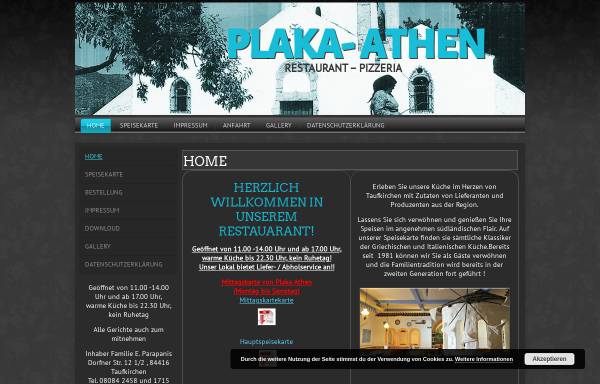 Vorschau von www.plaka-athen.de, Restaurant - Pizzaria Plaka Athen