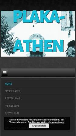 Vorschau der mobilen Webseite www.plaka-athen.de, Restaurant - Pizzaria Plaka Athen