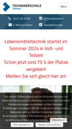 Vorschau der mobilen Webseite www.technikerschule-bremen.de, Technikerschule Bremen