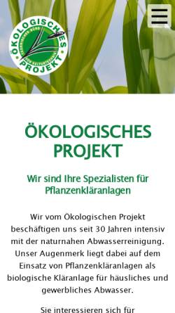 Vorschau der mobilen Webseite www.bioklaeranlagen.at, Ökologisches Projekt Technisches Büro für Kulturtechnik GmbH