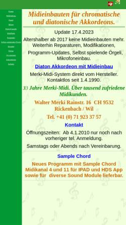 Vorschau der mobilen Webseite merkimidi.ch, Merki-Midi