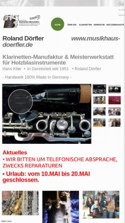 Vorschau der mobilen Webseite www.holzblasinstrumentenbau.de, Dörfler, Roland