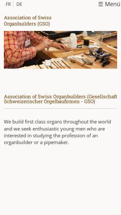 Vorschau der mobilen Webseite www.orgel.ch, Gesellschaft Schweizerische Orgelbaufirmen (GSO)