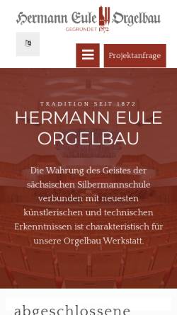 Vorschau der mobilen Webseite www.euleorgelbau.de, Hermann Eule Orgelbau