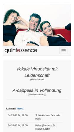 Vorschau der mobilen Webseite www.quint-essence.de, Quint essence