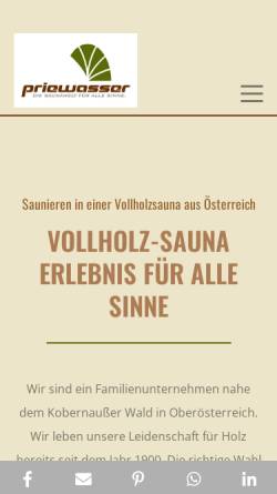 Vorschau der mobilen Webseite www.vollholzsauna.at, Sauna-Spass - Johann Priewasser