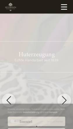 Vorschau der mobilen Webseite ullmann-huete.at, Ullmann-Hüte - Damenhüte, Herrenhüte, Vereinshüte
