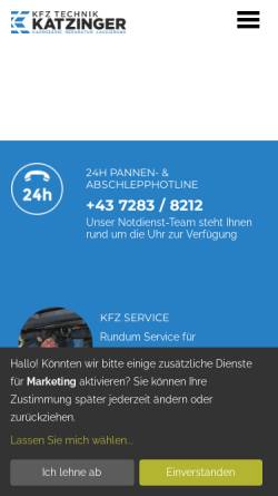 Vorschau der mobilen Webseite www.katzinger.at, KFZ Technik und Truck-Center Katzinger