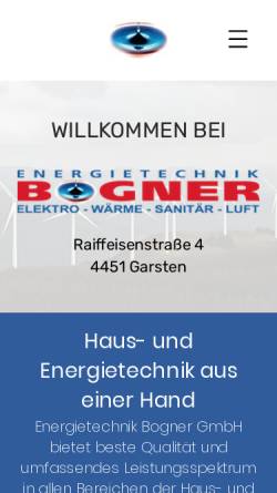 Vorschau der mobilen Webseite www.etech-bogner.at, Energietechnik Bogner GmbH