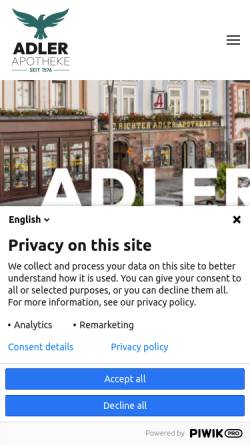 Vorschau der mobilen Webseite www.adler-apotheke.co.at, Adler-Apotheke Fritsch & Co KG