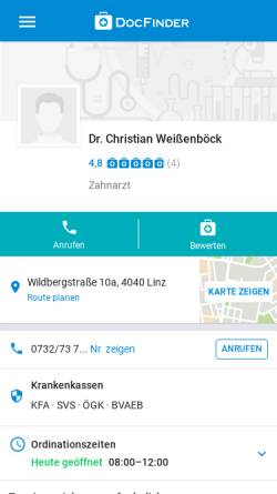 Vorschau der mobilen Webseite www.docfinder.at, Dr. Christian Weißenböck