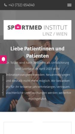 Vorschau der mobilen Webseite www.sportmed-linz.at, Sportmedizinisches Institut