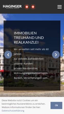 Vorschau der mobilen Webseite haginger.at, Immobilientreuhand Haginger GesmbH & Co. KG