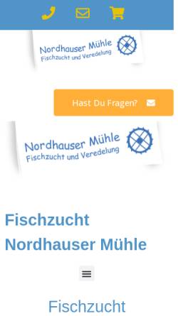 Vorschau der mobilen Webseite www.fischzucht-nordhausermuehle.de, Fischzucht und Fischveredelung - Nordhauser Mühle
