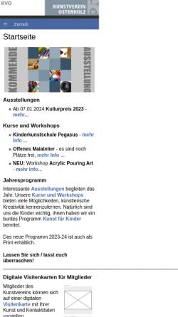 Vorschau der mobilen Webseite www.kunstverein-osterholz.de, Kunstverein Osterholz e.V.