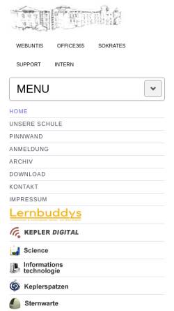 Vorschau der mobilen Webseite www.brgkepler.at, Kepler