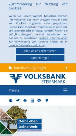 Vorschau der mobilen Webseite www.weiz.volksbank.at, Volksbank Weiz