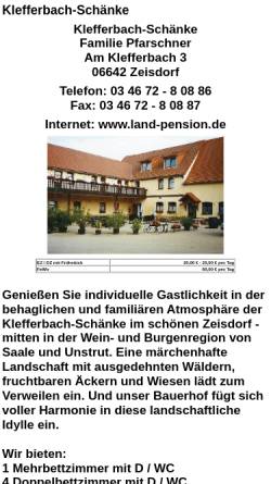 Vorschau der mobilen Webseite www.landurlaub.de, Klefferbach-Schänke