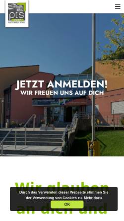 Vorschau der mobilen Webseite www.pts-hallein.salzburg.at, Polytechnische Lehranstalt Hallein