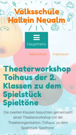 Vorschau der mobilen Webseite www.vs-hallein-neualm.salzburg.at, Volksschule Hallein Neualm