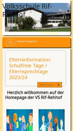 Vorschau der mobilen Webseite www.vs-rif-rehhof.salzburg.at, Volksschule Hallein Rif-Rehhof