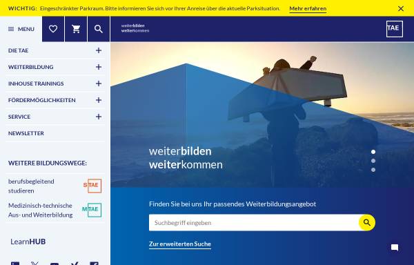 Vorschau von www.tae.de, Technische Akademie Esslingen
