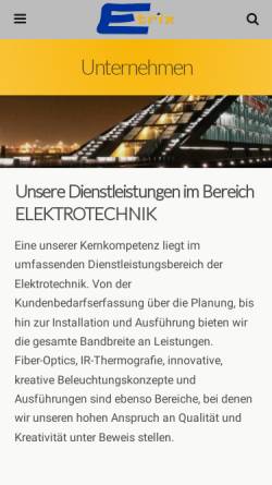 Vorschau der mobilen Webseite www.e-trix.at, Etrix Elektrotechnik - Fiberoptics GmbH