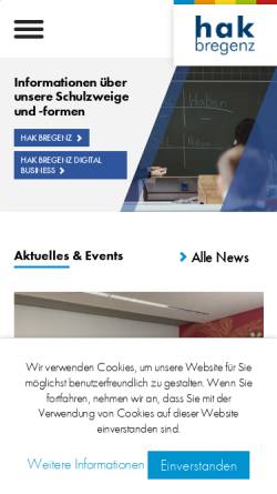 Vorschau der mobilen Webseite www.hak-bregenz.ac.at, Bundeshandelsakademie und Bundeshandelsschule Bregenz