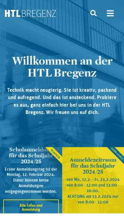 Vorschau der mobilen Webseite www.htl-bregenz.ac.at, Höhere Technische Bundeslehr- und Versuchsanstalt Bregenz