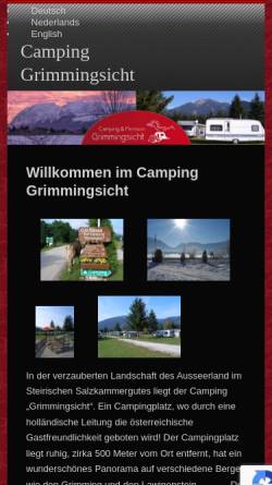 Vorschau der mobilen Webseite www.grimmingsicht.at, Kur-Camping Grimmingsicht