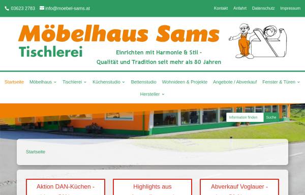 Vorschau von www.moebel-sams.at, Möbelhaus und Tischlerei Helmut Sams