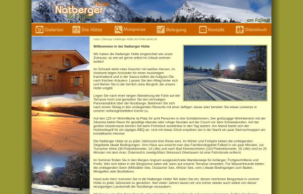 Vorschau von www.natberger-huette.de, Ferienhaus Natberger Hütte am Falkert