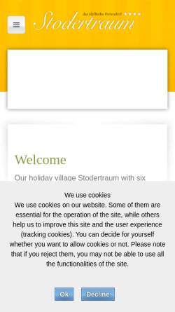 Vorschau der mobilen Webseite www.stodertraum.at, Feriendorf Stodertraum
