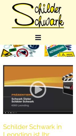 Vorschau der mobilen Webseite www.schwark.at, Schwark, Dieter - Schilder und Gravuren