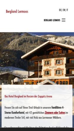 Vorschau der mobilen Webseite www.bergland-lermoos.at, Hotel Bergland