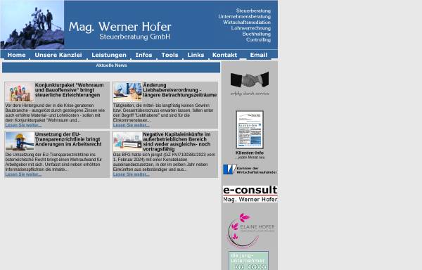 Vorschau von www.steuerberatung.or.at, Steuerberatung Mag. Werner Hofer
