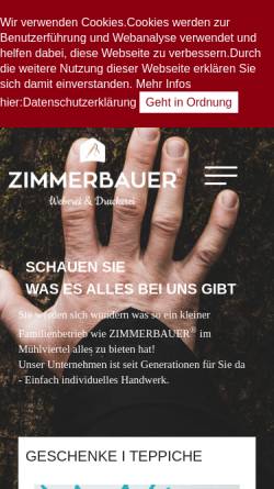 Vorschau der mobilen Webseite www.zimmerbauer.at, Handweberei Zimmerbauer