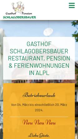 Vorschau der mobilen Webseite www.schlagobersbauer.at, Gasthof Pension Schlagobersbauer